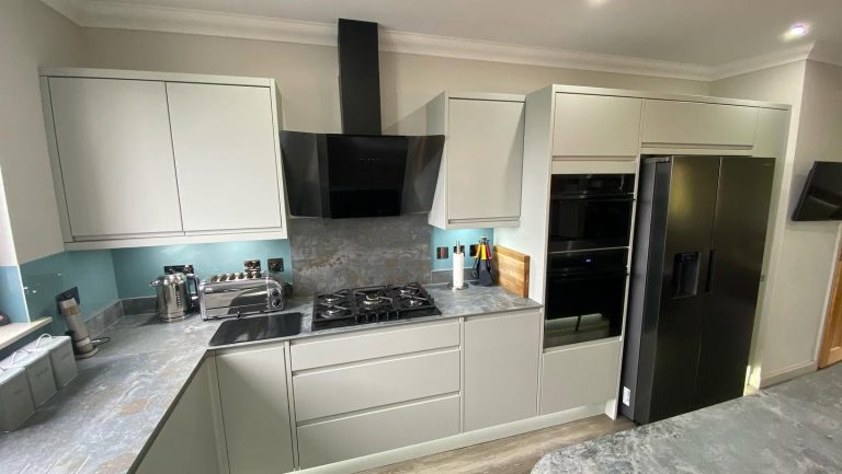 Custom fitted kitchen cabinets providing smart storage and modern styling.