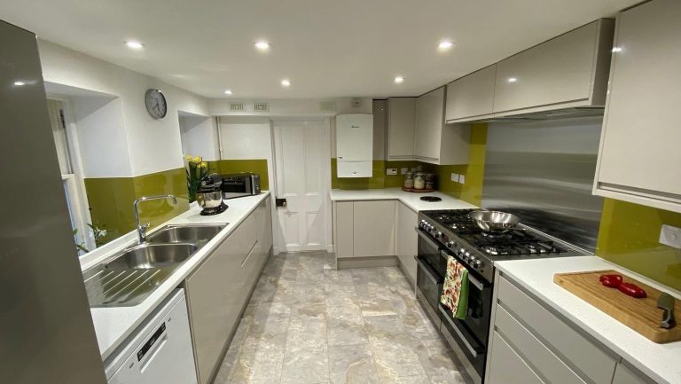 Elegant kitchen finished with modern materials and high-quality fittings.